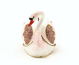 Big Swan Trinket Box with Blue & Pink Enamel with Austrian Crystals