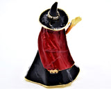 Jeweled Witch with Broom Trinket Box Hand Detailed with Austrian Crystals
