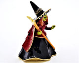 Jeweled Witch with Broom Trinket Box Hand Detailed with Austrian Crystals