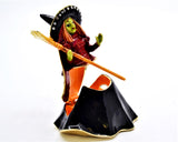 Jeweled Witch with Broom Trinket Box Hand Detailed with Austrian Crystals