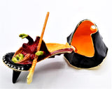 Jeweled Witch with Broom Trinket Box Hand Detailed with Austrian Crystals