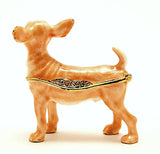 Mini Chihuahua Dog Trinket Box Made with Austrian Crystals