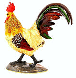 Barnyard Rooster Trinket Box. Colorful Enamel & Austrian Crystals