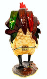 Barnyard Rooster Trinket Box. Colorful Enamel & Austrian Crystals