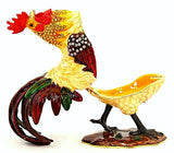 Barnyard Rooster Trinket Box. Colorful Enamel & Austrian Crystals