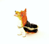 Corgi Dog Trinket Box. Hand Painted Enamel with Austrian Crystals