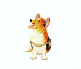 Corgi Dog Trinket Box. Hand Painted Enamel with Austrian Crystals