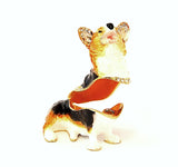 Corgi Dog Trinket Box. Hand Painted Enamel with Austrian Crystals