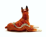 Sitting Boxer Dog Trinket Box Made with Austrian Crystals