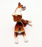 Sitting Boxer Dog Trinket Box Made with Austrian Crystals