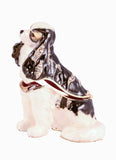 King Charles Dog Trinket Box. Hand Painted Brown Black Enamel Austrian Crystals