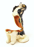 King Charles Dog Trinket Box. Hand Painted Brown Black Enamel Austrian Crystals