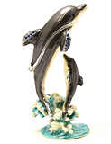Dolphin and Baby Trinket Box Made with Austrian Crystals