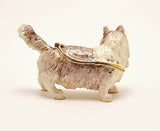 Beautiful Cat Trinket Box Made with Austrian Crystals & Enamel