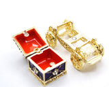 Jeweled Stagecoach Trinket Box Made with Enamel & Austrian Crystals