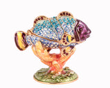 Clown Fish on Coral Branch Trinket Box. Hand Set Austrian Crystals