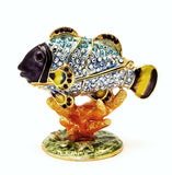 Clown Fish on Coral Branch Trinket Box. Hand Set Austrian Crystals