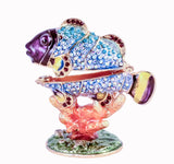 Clown Fish on Coral Branch Trinket Box. Hand Set Austrian Crystals
