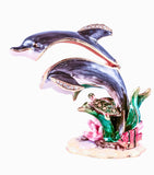 Dolphin With Tortoise Trinket Box, Hand Crafted with Austrian Crystals