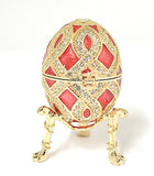 Decorative Russian Design Egg Trinket Box with Clock. Made with Austrian Crystals