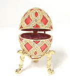 Decorative Russian Design Egg Trinket Box with Clock. Made with Austrian Crystals