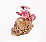 Dragon On Skull Trinket Box. Hand Detailed with Austrian Crystals