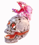 Dragon On Skull Trinket Box. Hand Detailed with Austrian Crystals