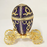 Bejeweled Egg Trinket Box on Carriage with Austrian Crystals