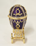 Bejeweled Egg Trinket Box on Carriage with Austrian Crystals