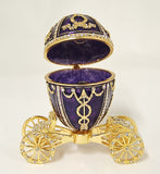 Bejeweled Egg Trinket Box on Carriage with Austrian Crystals