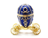 Russian Design Egg on Carriage Trinket Box. Made with Austrian Crystals