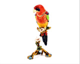 Beautiful Parrot on Branch Trinket Box Made with Austrian Crystals & Enamel