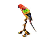 Beautiful Parrot on Branch Trinket Box Made with Austrian Crystals & Enamel