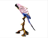 Beautiful Parrot on Branch Trinket Box Made with Austrian Crystals & Enamel
