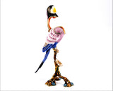 Beautiful Parrot on Branch Trinket Box Made with Austrian Crystals & Enamel