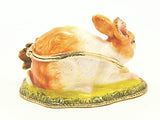 Rabbit and Baby Trinket Box. Colorful Enamel & Austrian Crystals