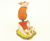 Rabbit and Baby Trinket Box. Colorful Enamel & Austrian Crystals