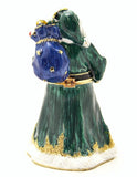 Jolly Santa Claus Trinket Box. Colorful Enamel Austrian Crystals