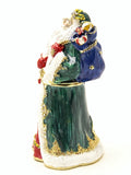 Jolly Santa Claus Trinket Box. Colorful Enamel Austrian Crystals