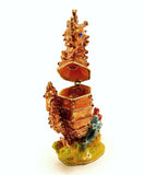 Sea Horse with Baby Trinket Box. Brown Enamel with Lot of Details