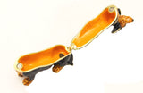 Dachshund Trinket Box Hand Painted Brown Black Enamel & Austrian Crystals