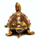 Turtle Trinket Box Made with Enamel & Austrian Crystals