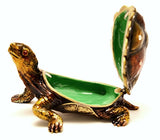 Turtle Trinket Box Made with Enamel & Austrian Crystals