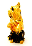 Yorkie Dog Standing Trinket Box. Very Detailed with Austrian Crystals