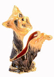 Yorkie Dog Standing Trinket Box. Very Detailed with Austrian Crystals