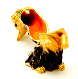Yorkie Dog Standing Trinket Box. Very Detailed with Austrian Crystals
