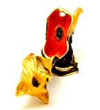 Yorkie Dog Standing Trinket Box. Very Detailed with Austrian Crystals