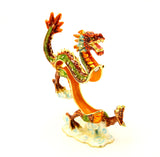 Ancient Asian Dragon Trinket Box Hand Crafted with Austrian Crystals