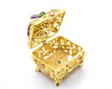 Decorative Peacock & Flower Design Trinket Box Made with Austrian Crystals