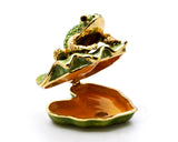 Bejeweled Frog on Lily Pad Trinket Box Made with Austrian Crystals & Enamel